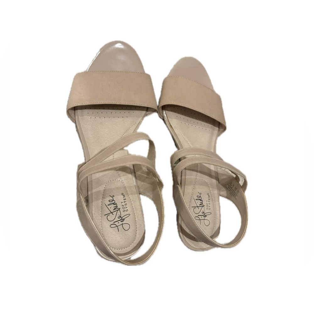 Life Stride Yolo Soft System Wedge Sandals Slingback Taupe Size 10 New ￼